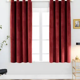 Aura Maroon 2 Pieces Room Darkening Window Curtain-image-21