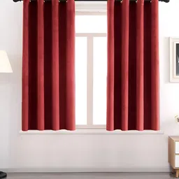 AEROHAVEN Maroon 2 Pcs Room Darkening Eyelet Window Curtains-picture-10