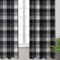 Airwill Black & White 2 Pcs Geometric Room Darkening Cotton Window Curtain-2