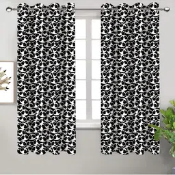 Airwill Black & White 2 Pieces Printed Cotton Room Darkening Window Curtains-8