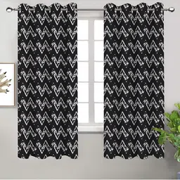 Airwill Black & White 2Pcs Abstract Room Darkening Window Curtain-image-24