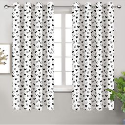 Airwill Black & White 2 Pieces Geometric Printed Room Darkening Window Curtain-image-80