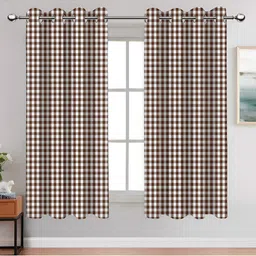 Airwill Brown & Yellow 2Pcs Geometric Room Darkening Window Curtain-7