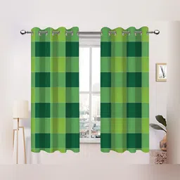 Airwill Green 2 Pieces Geometric Printed Cotton Room Darkening Window Curtains-image-90