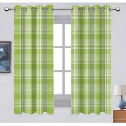Airwill Green & White 2 Pcs Geometric Room Darkening Cotton Window Curtains-image-16