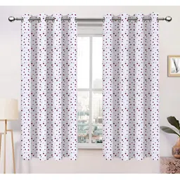 Airwill White Maroon 2 Pieces Abstract Cotton Room Darkening Window Curtain-picture-29