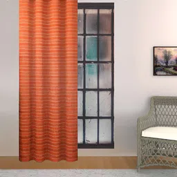 THE CONVERSION Orange Striped Room Darkening Window Curtain-27