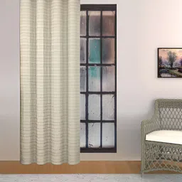 THE CONVERSION Cream-Coloured Striped Room Darkening Window Curtain-image-32