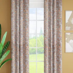 Just Home Blue & Bronze-Toned 2 Pieces Printed Jacquard Room Darkening Door Curtains-picture-55