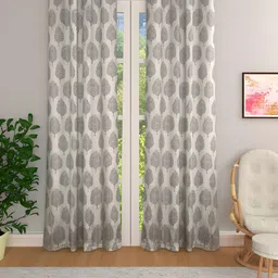 THE CONVERSION Coffee Brown Set of 2 Floral Room Darkening Door Curtain-18