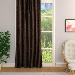 Aura Brown Floral Room Darkening Door Curtain-image-88