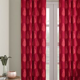 Soumya Maroon Single Ethnic Motif Print Room Darkening Door Curtain-20
