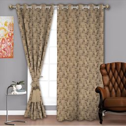 Parda Sansar Beige & Brown 2 Pieces Abstract Printed Room Darkening Door Curtains-image-57