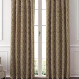 GM Coffee Brown & Black 2 Pcs Geometric Printed Room Darkening Door Curtain-22