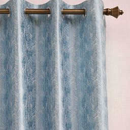 Ariana Blue & White Abstract Printed Room Darkening Door Curtain-image-78