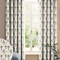 CASABLEU Brown Set of 2 Floral Door Curtain-image-38