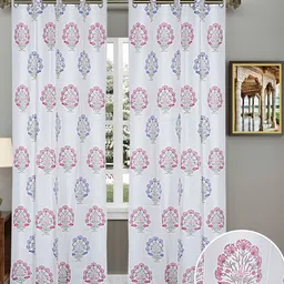 LIVING ROOTS White & Pink 2-Pieces Floral Door Curtains-image-6