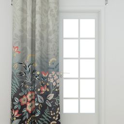 Home Centre Grey Floral Print Polyester Door Curtain-19