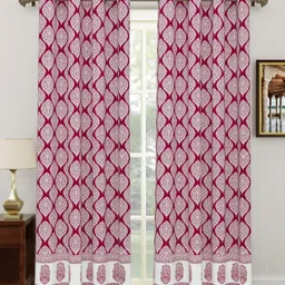 The Craft Monk White & Maroon 2 Pieces Ethnic Motifs Cotton Door Curtain-image-78