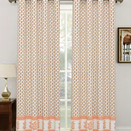The Craft Monk White & Yellow 2 Pieces Ethnic Motifs Cotton Door Curtain-image-81