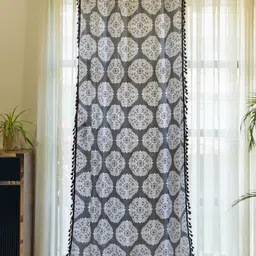 URBAN SPACE Grey Ethnic Motifs Boho collection Door Curtain-32