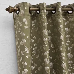 Ariana Olive Green & White Floral Black Out Door Curtain-image-91