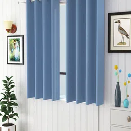 Homefab India Blue Set of 2 Black Out Window Curtain-image-4