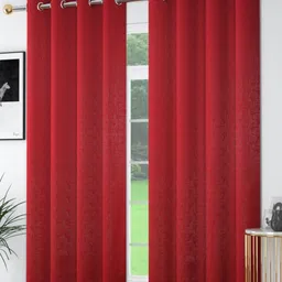 AaHo Decor Red Set of 2 Ethnic Motifs Black Out Window Curtain-5