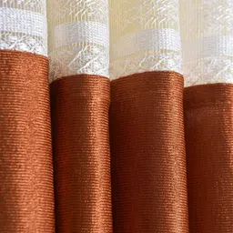 Homefab India Rust & White Sheer Window Curtain Set of 2 image 5