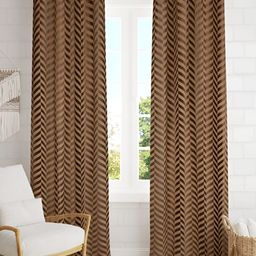 RIDHAAN Beige & Brown 2 Pieces Zig Zag Embellished Room Darkening Door Curtain-21