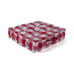 SKANDA FAB Red & Grey Checked Square Pure Cotton Floor Cushion-image-43