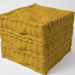 SKANDA FAB 3-pcs Mustard Yellow Pure Cotton Square-Shaped Floor Cushion-image-66