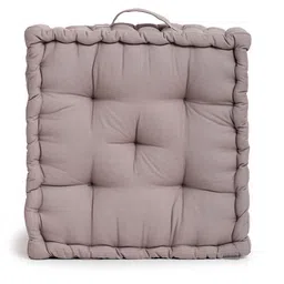BLANC9 Set Of 2 Light Grey Cloudy Matlas Cotton Square Floor Cushion image 2