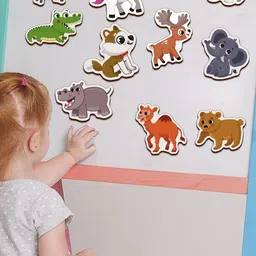 Mini Leaves Kids Set Of 10 Animals Wooden Fridge Magnets Cut Outs-32