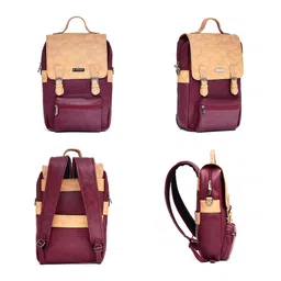VOYAGER PARIS Unisex Colourblocked Leather Backpack-21