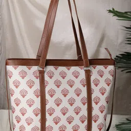 Anouk Embellished Shopper Tote Bag with Cut Work image 1