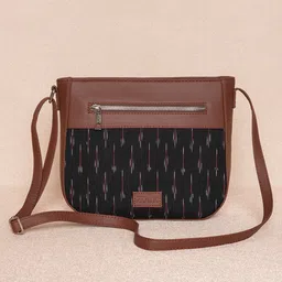 ZOUK Black Colourblocked Structured Sling Bag image 1