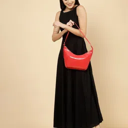 DressBerry Textured PU Structured Handheld Bag with Cut Work image 4