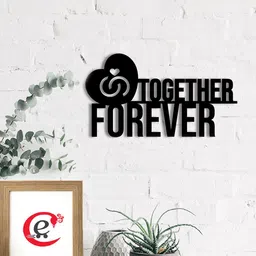 eCraftIndia Black Together Forever Engineered Wood Wall Art Cutout-7