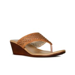 Bata Textured Open Toe Wedges with Laser Cuts-image-24