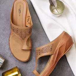Shezone Open Toe Comfort Heels With Laser Cuts-25