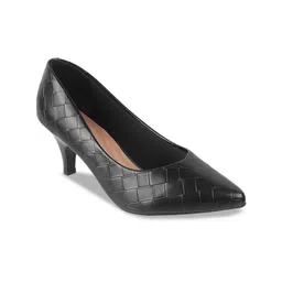 DAVINCHI Textured Pointed Toe Kitten Heel Pumps-8