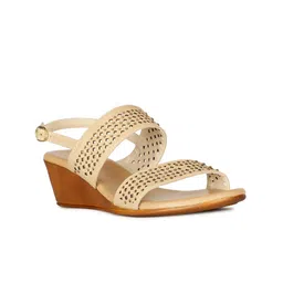 Bata Embellished Open Toe Wedge Heels-49