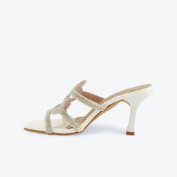 KLEXIO Embellished Party Block Peep Toes with Laser Cuts image 2