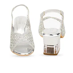 Ozuri Embellished Block Heeled Peep Toes image 3