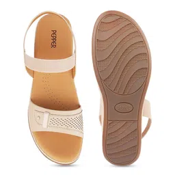 PEPPER Textured Open Toe Flats With Backstrap image 4