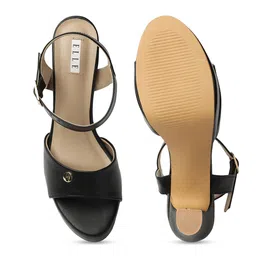 ELLE Open Toe Block Heels With Buckles image 3