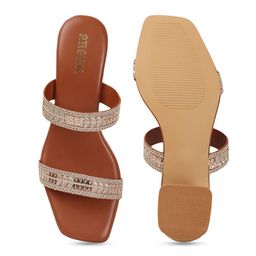 Anouk Textured PU Block Mules with Laser Cuts image 5