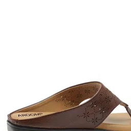 AROOM Textured Leather Open Toe Flats With Laser Cuts image 3