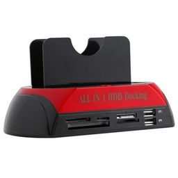carors Hard Drive Docking Station, Dual Slots USB 2.0 to IDE SATA Hard Drive 2.5" 3.5" Hard Drive Docking Station + Card Reader Function + one Button Clone (Black and RED) image 3